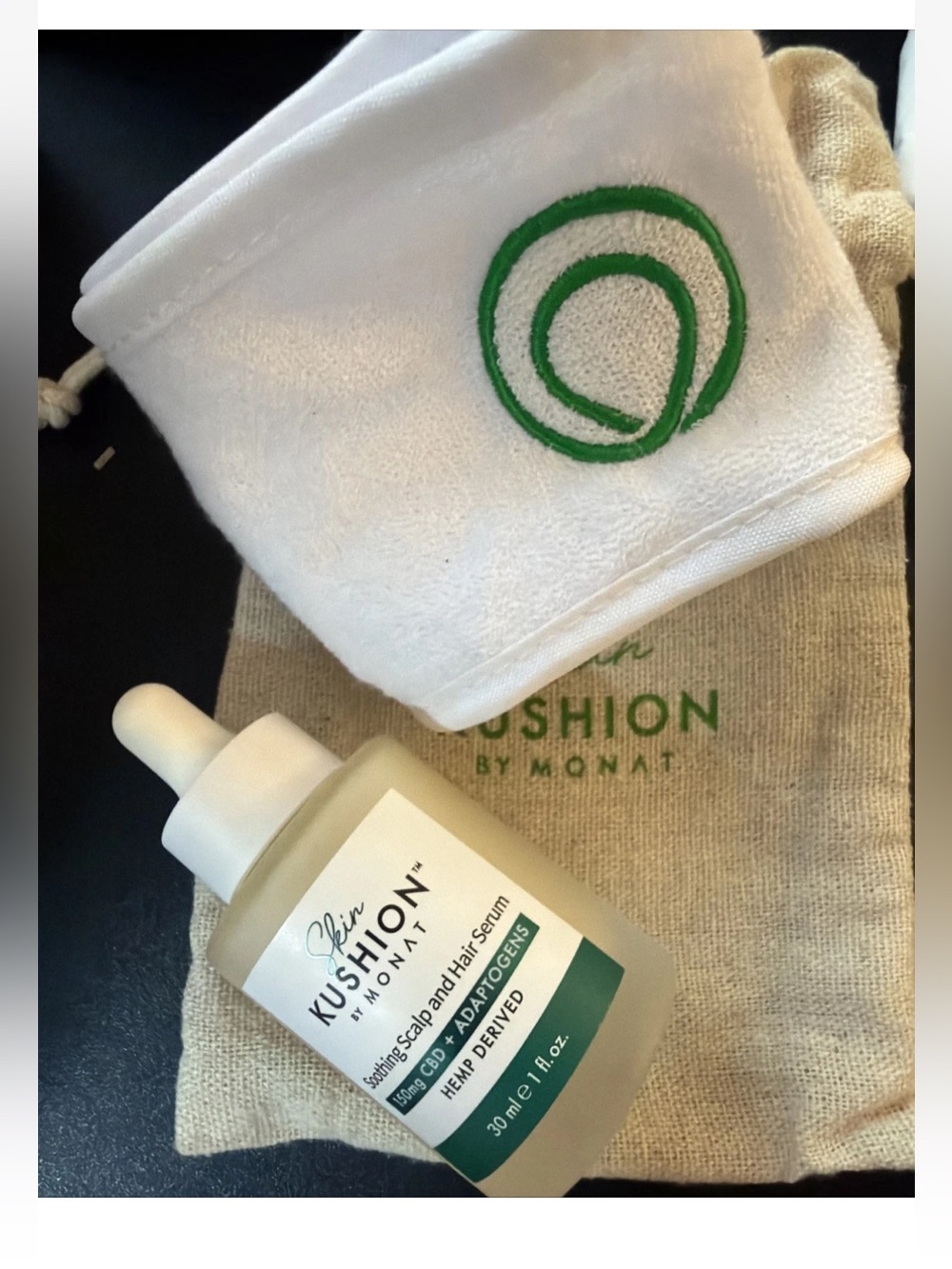 MONAT Skin Kushion Soothing Scalp Hair Serum Pouch Headband Set